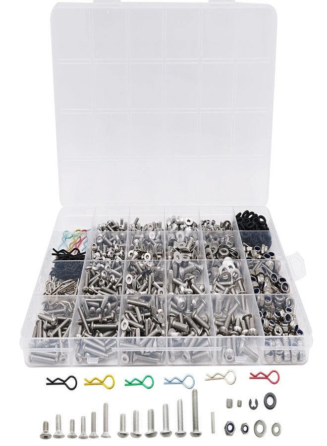 HOPLEX 1008PCS Universal RC Screw Kit Screws Assortment Set 304 Stainless Steel Hardware Fasteners for Traxxas Axial Redcat HPI Arrma SCX10 Losi 1/8 1/10 1/12 1/16 Scale RC Cars Trucks Crawler - Image 1